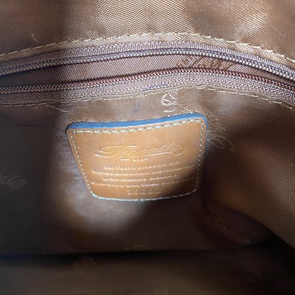 Fossil Shoulder Bag 16 inch Drop 3 Inside Pockets Plaid Fabric Brown Red Orange - Picture 7 of 8